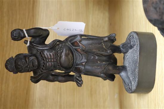 Two Japanese carved wood figures, Chinese and Japanese wood stands tallest 25cm